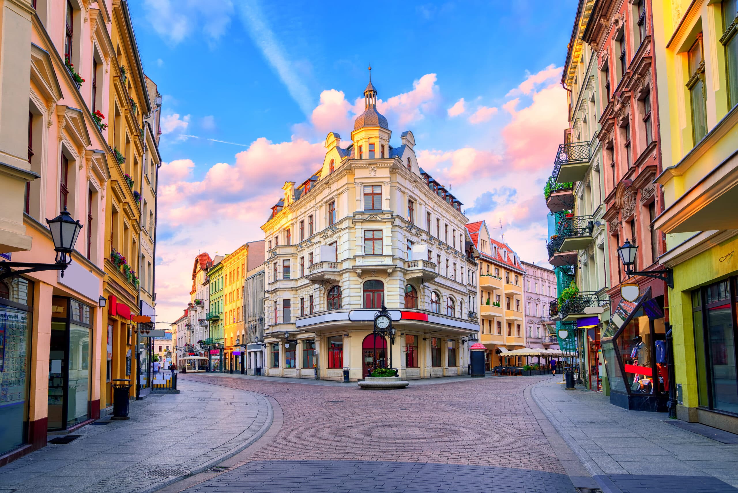 Central pedestrian street in Torun, Poland